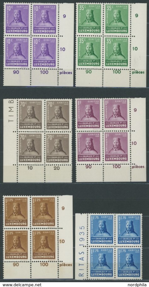 LUXEMBURG 284-89 VB **, 1935, Kinderhilfe In Randviererblocks (meist Aus Der Bogenecke), Prachtsatz, Mi. 480.- - 1859-1880 Coat Of Arms