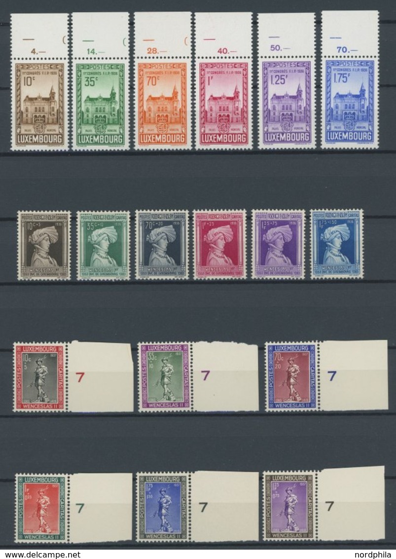LUXEMBURG 290-301,303-08 **, 1936, 3 Postfrische Prachtsätze, Mi. 92.- - 1859-1880 Armoiries