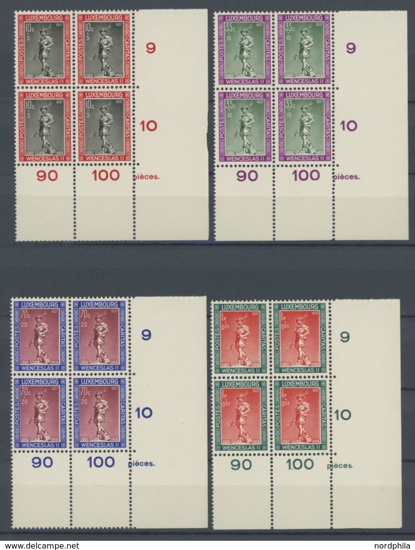 LUXEMBURG 303-08 VB **, 1937, Kinderhilfe In Unteren Rechten Eckrandviererblocks, Postfrischer Prachtsatz, Mi. (88.-) - 1859-1880 Coat Of Arms