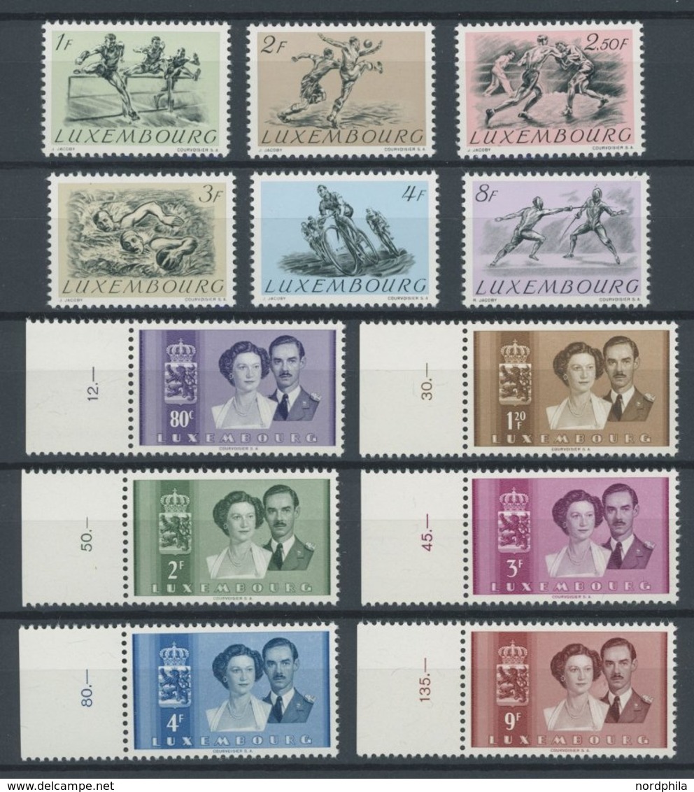 LUXEMBURG 495-500,505-10 **, 1952, Olympische Sommerspiele Und Hochzeit Des Erbprinzen, 2 Postfrische Prachtsätze, Mi. 7 - 1859-1880 Coat Of Arms