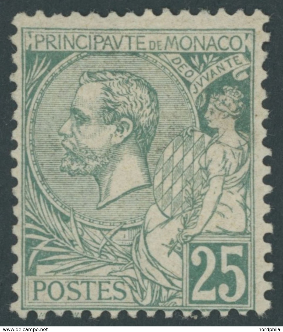 MONACO 16 *, 1891, 25 C. Grün, Falzrest, Pracht, Mi. 300.- - Altri & Non Classificati