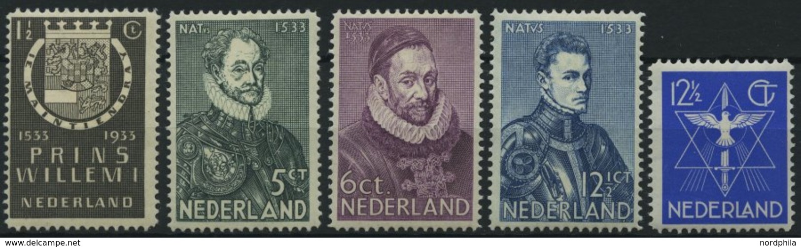 NIEDERLANDE 257-61 *, 1933, Wilhelm I Von Oranien Und Weltfrieden, Falzrest, 5 Prachtwerte - Other & Unclassified