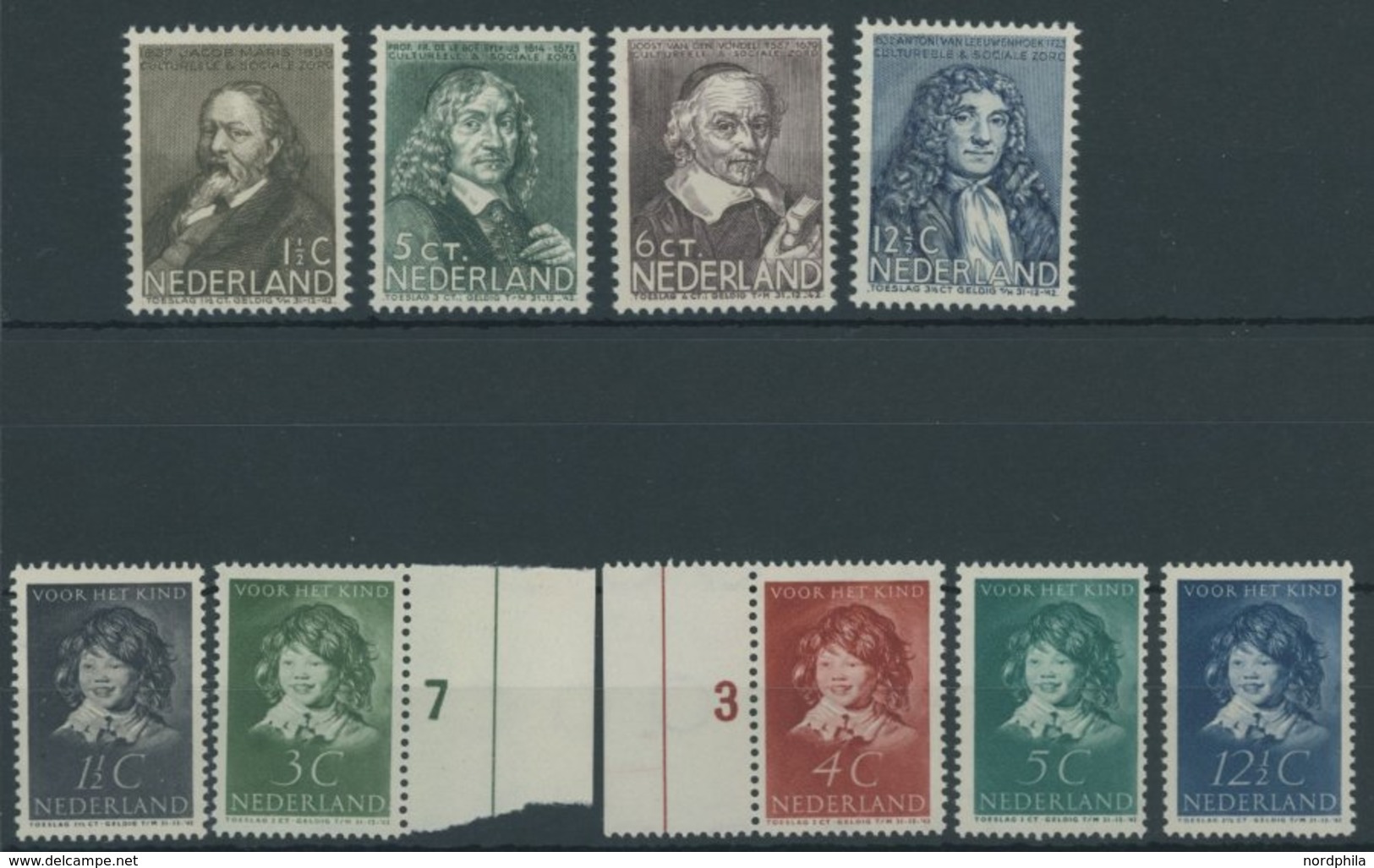 NIEDERLANDE 304-12 **, 1937, Fürsorge Und Voor Het Kind, 2 Postfrische Prachtsätze, Mi. 85.- - Sonstige & Ohne Zuordnung