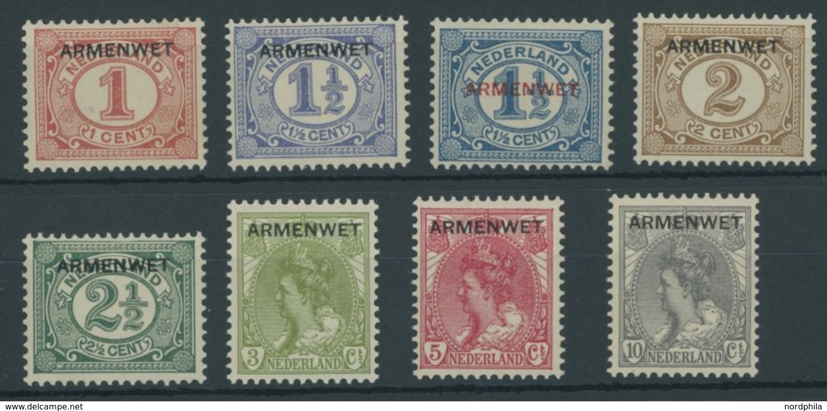 DIENSTMARKEN D 1-8 *, 1913/8, Verrechnungsmarken Für Die Armenämter, Falzrest, Prachtsatz, Mi. 220.- - Service