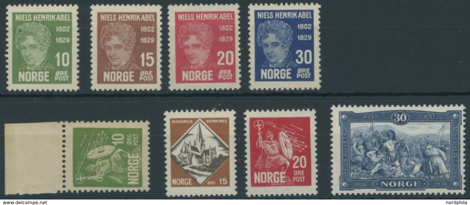 NORWEGEN 150-53,155-58 **, 1929/30, Abel Und König Olaf II, 2 Postfrische Prachtsätze, Mi. 100.- - Other & Unclassified