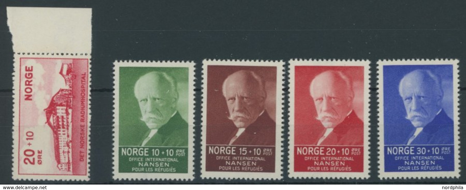 NORWEGEN 162,172-75 **, 1931/5, Radiumhospital Und Nansen-Fond, 5 Postfrische Prachtwerte, Mi. 80.- - Sonstige & Ohne Zuordnung