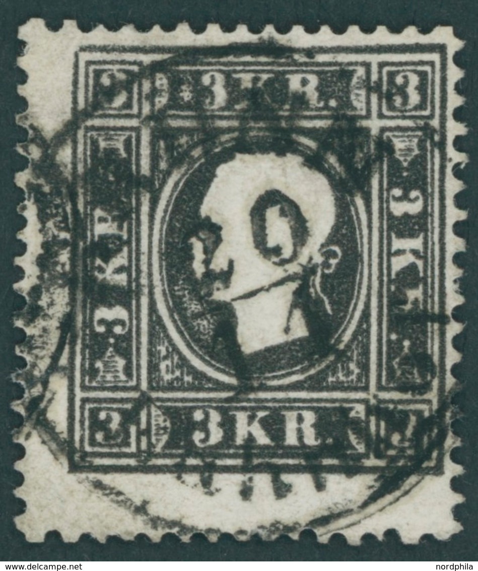 ÖSTERREICH BIS 1867 11Ia O, 1858, 3 Kr. Schwarz, Type Ia, Stempel BRÜNN BAHNHOF, Pracht, Fotobefund Dr. Ferchenbauer, Mi - Oblitérés