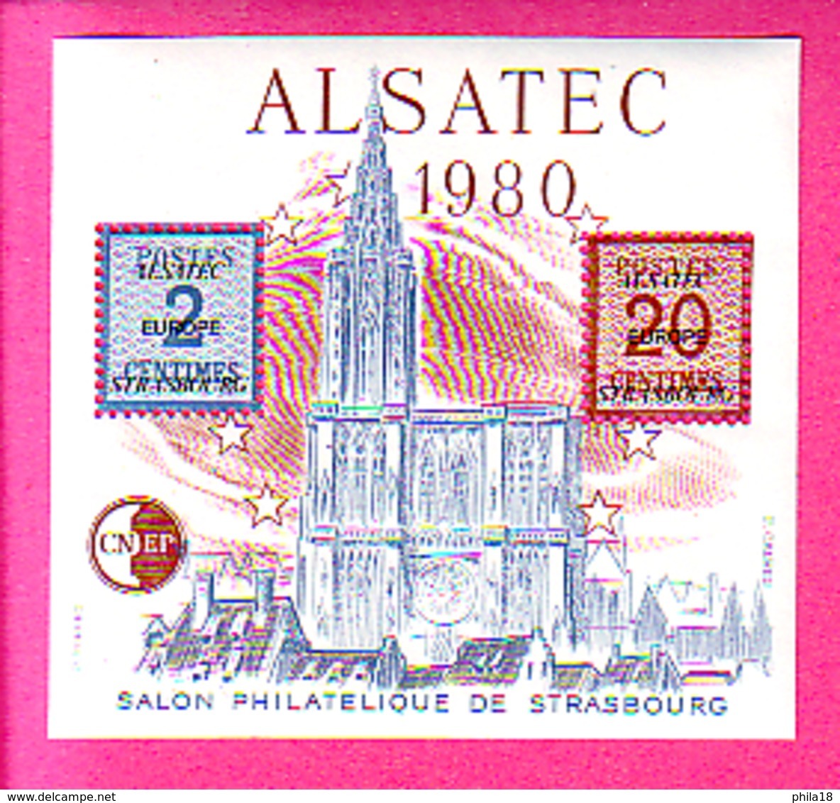 BLOC CNEP N° 1  SALON PHILATELIQUE DE STRASBOURG ALSATEC 1980 CATHEDRALE - Cnep 01 - CNEP