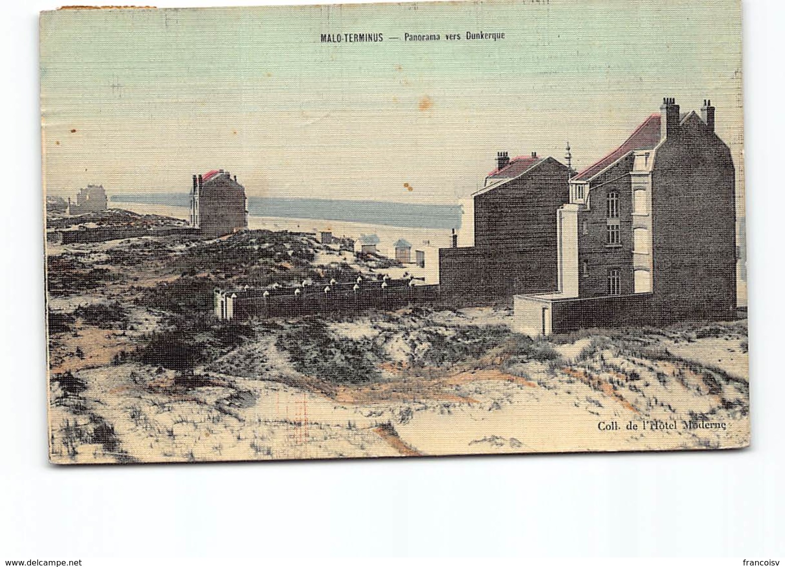 Malo Les Bains  Terminus  - Panorama Vers Dunkerque.   Carte Toilée. - Malo Les Bains