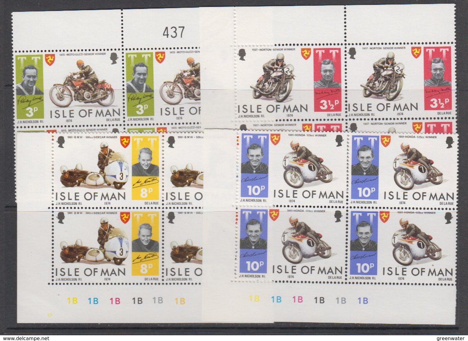 Isle Of Man 1974 Motorcycles / TT Races 4v Bl Of 4 ** Mnh (42531) - Man (Eiland)