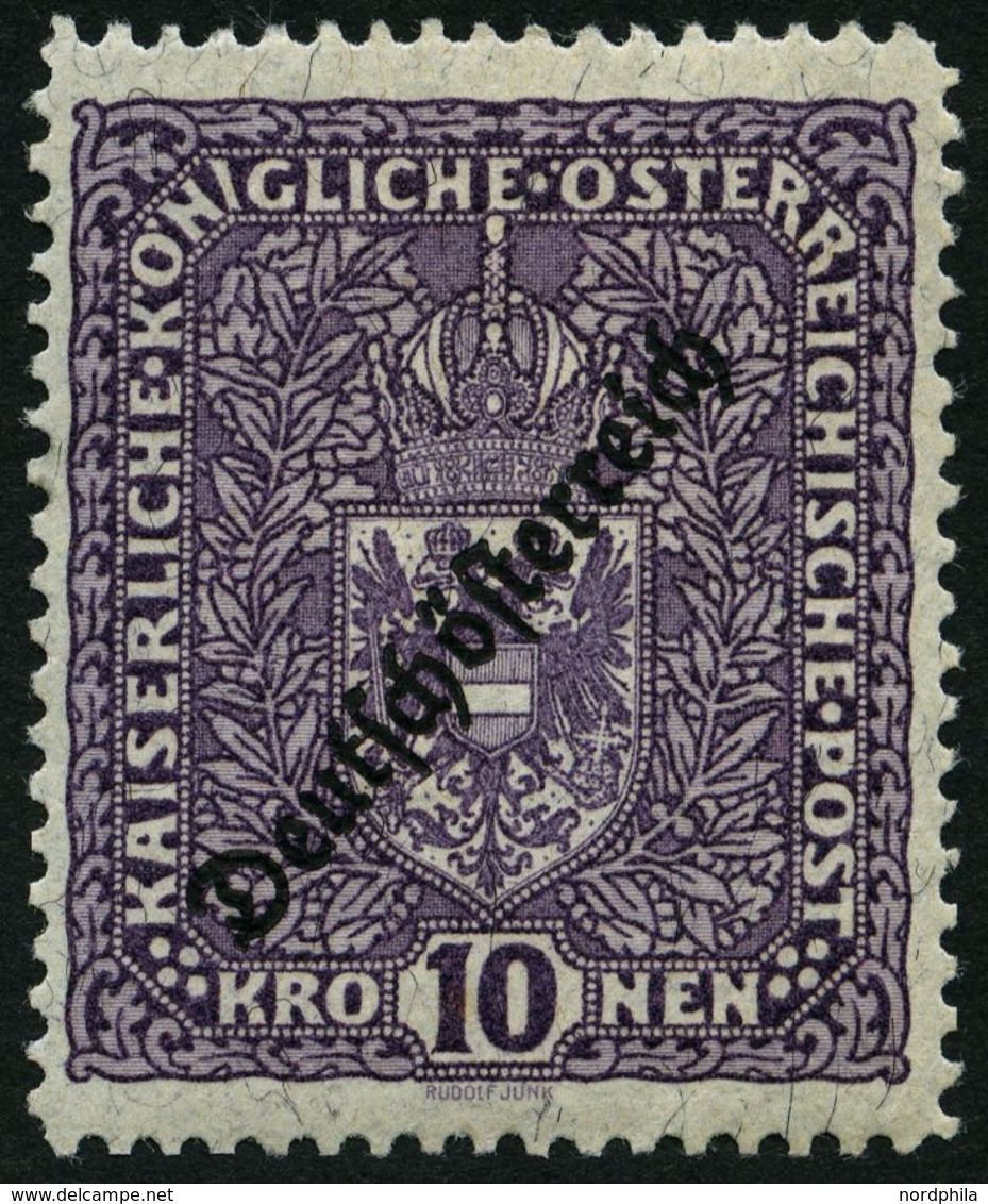 ÖSTERREICH 246IA *, 1919, 10 Kr. Schwärzlichbraunviolett, Falzrest, Pracht, Mi. 120.- - Autres & Non Classés