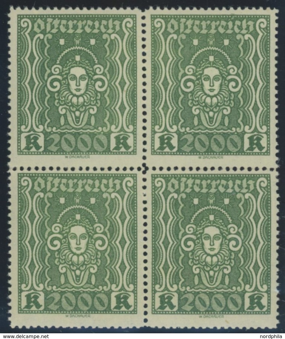 ÖSTERREICH 1918-1938 405AIb VB **, 1922, 2000 Kr. Schwarzgelblichgrün, Gezähnt L 121/2, Im Viererblock, Postfrisch, Prac - Sonstige & Ohne Zuordnung