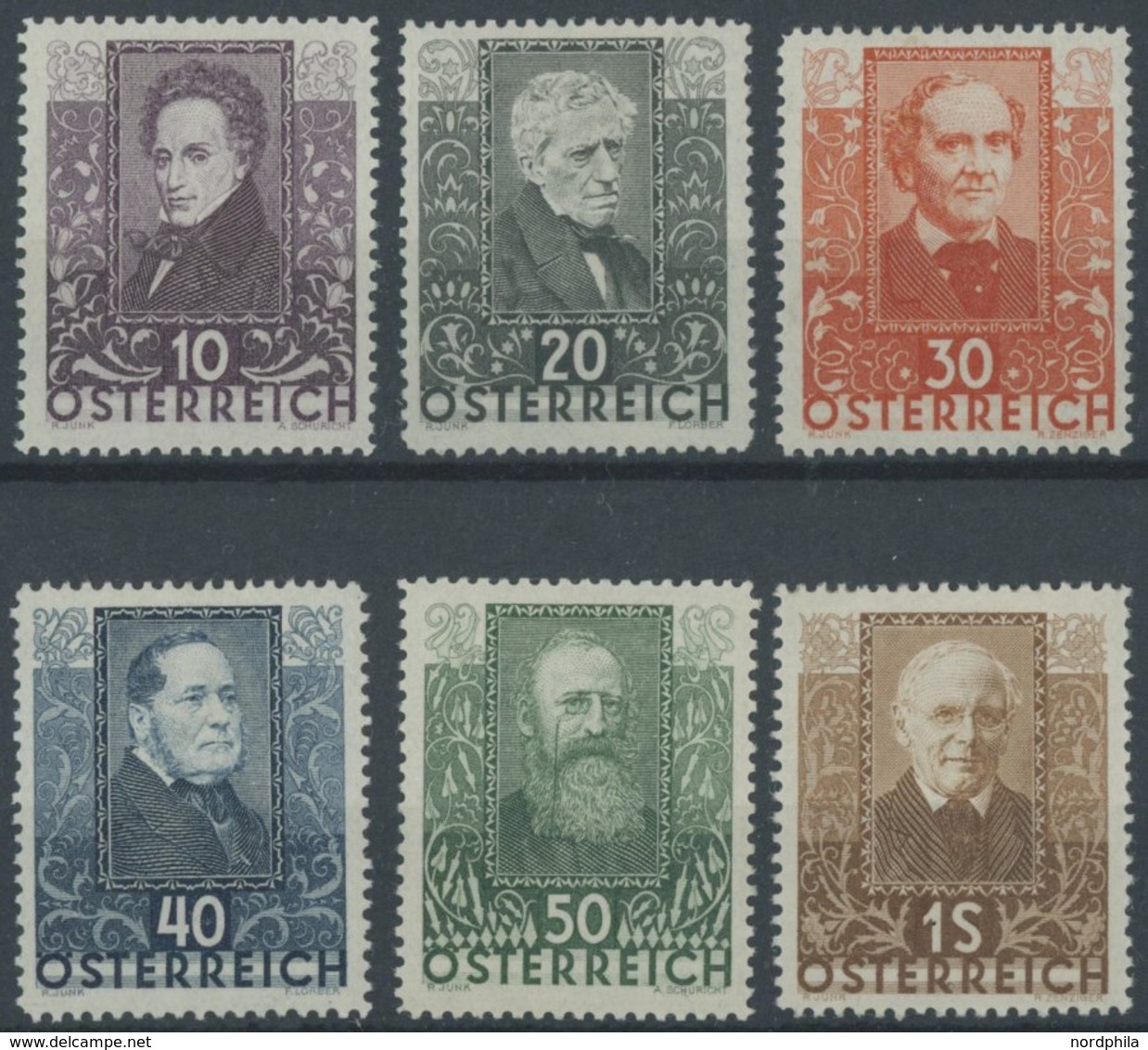 ÖSTERREICH 1918-1938 524-29 *, 1931, Dichter, Falzrest, Prachtsatz - Other & Unclassified
