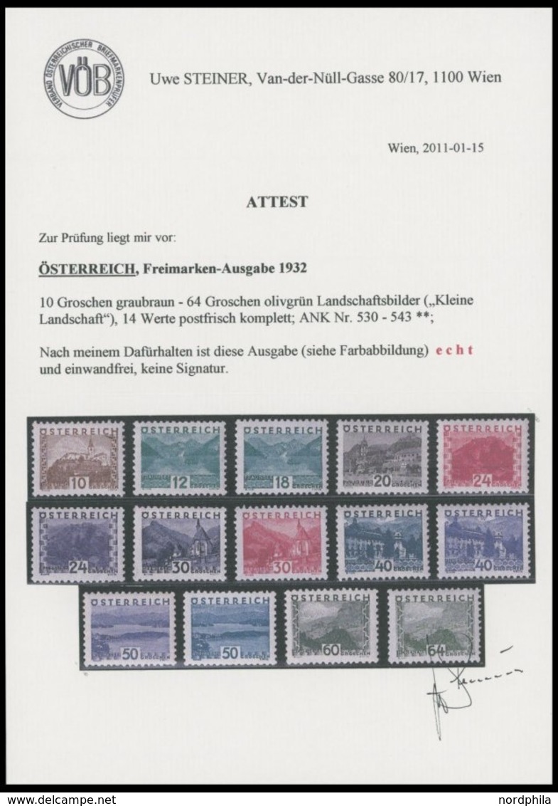 1932, Landschaften, Kleines Format, Postfrischer Prachtsatz, Fotoattest Steiner, Mi. 1000.- -> Automatically Generated T - Sonstige & Ohne Zuordnung