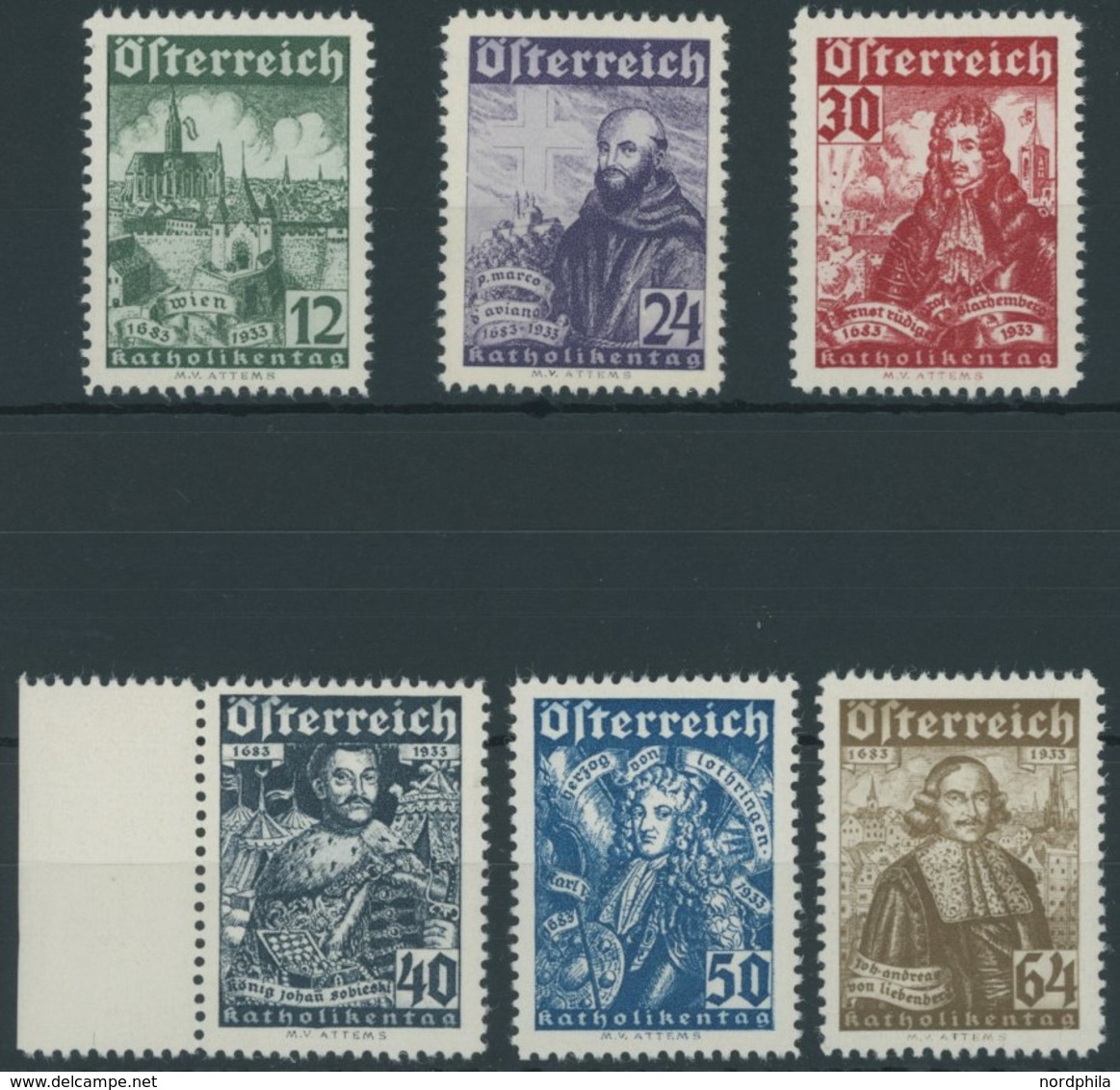 ÖSTERREICH 1918-1938 557-62 **, 1933, Katholikentag, Postfrischer Prachtsatz, Mi. 440.- - Autres & Non Classés