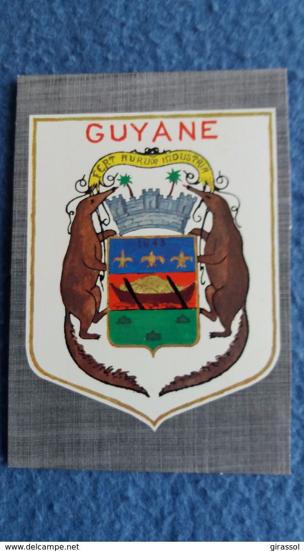 CPSM BLASON DE GUYANE ECUSSON D APRES ARCHIVES DE LA VILLE DE CAYENNE ED DELABERGERIE 143 BORD DECOUPE - Autres & Non Classés