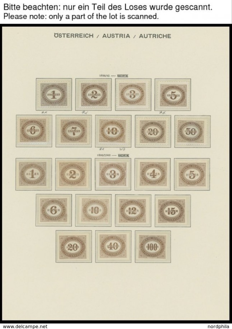 PORTOMARKEN *,** , Ungebrauchter Sammlungsteil Portomarken Von 1894-1986, Fast Nur Prachterhaltung - Taxe