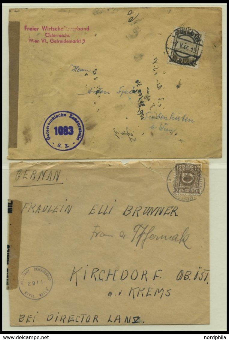 SAMMLUNGEN 1945-52, Sammlung Von 19 Verschiedenen Belegen Mit Zensurstempeln, Meist Einschreibbriefe, Meist Pracht, Besi - Sammlungen