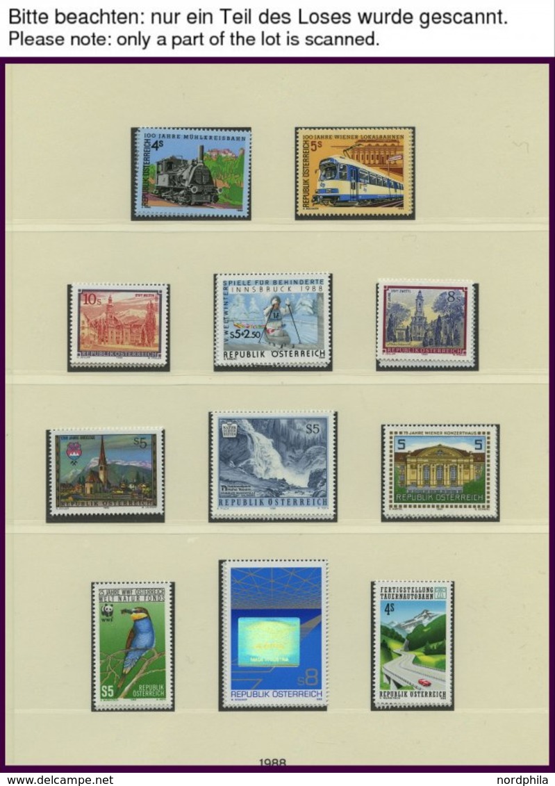 SAMMLUNGEN **,o , Sammlung Österreich Von 1981-90 Im Lindner Falzlosalbum, Postfrisch überkomplett Mit Einigen Kleinboge - Collections