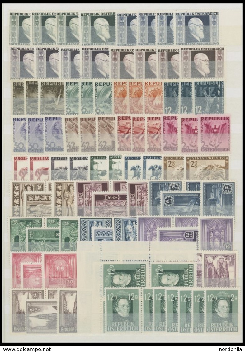 LOTS **, 1945-60, Postfrische Dublettenpartie Österreich, U.a. 4x Mi.Nr. 772-75, 1x 937-40 Und 2x 969, Prachterhaltung,  - Sammlungen