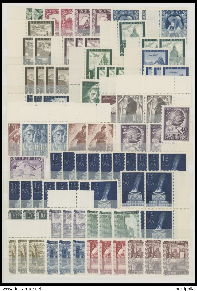 LOTS **, 1945-60, Postfrische Dublettenpartie Österreich, U.a. 4x Mi.Nr. 772-75, 1x 937-40 Und 2x 969, Prachterhaltung,  - Sammlungen