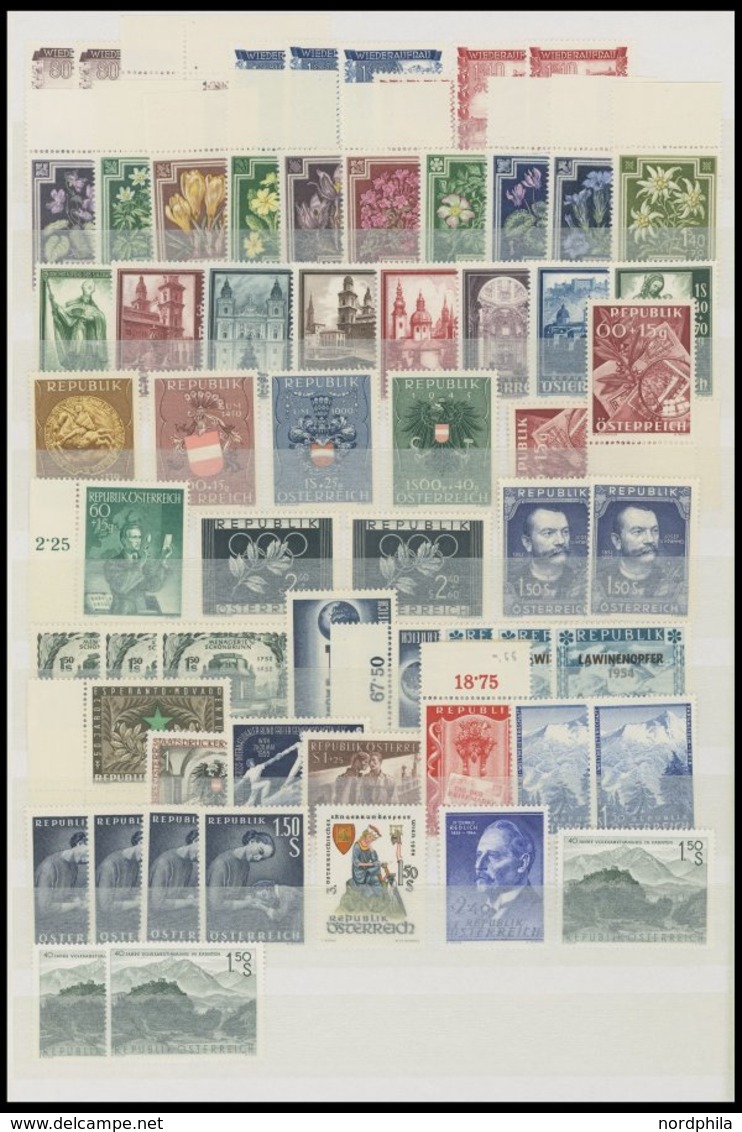 LOTS **, 1945-60, Postfrische Dublettenpartie Österreich, U.a. 4x Mi.Nr. 772-75, 1x 937-40 Und 2x 969, Prachterhaltung,  - Sammlungen