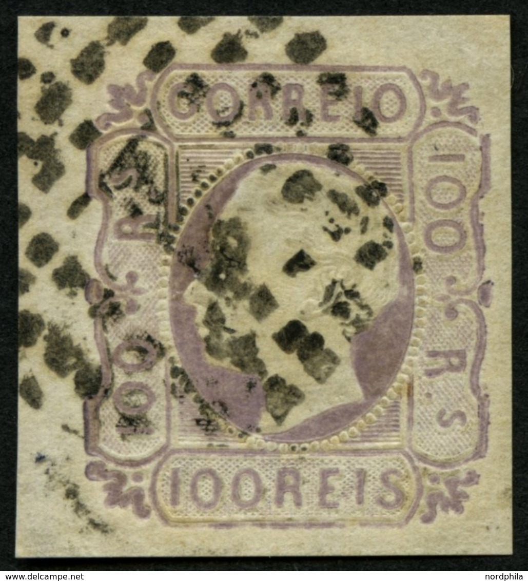 PORTUGAL 16 O, 1862, 100 R. Lila, Pracht, Fotoattest Nucleo Filatelico, Mi. 130.- - Gebraucht