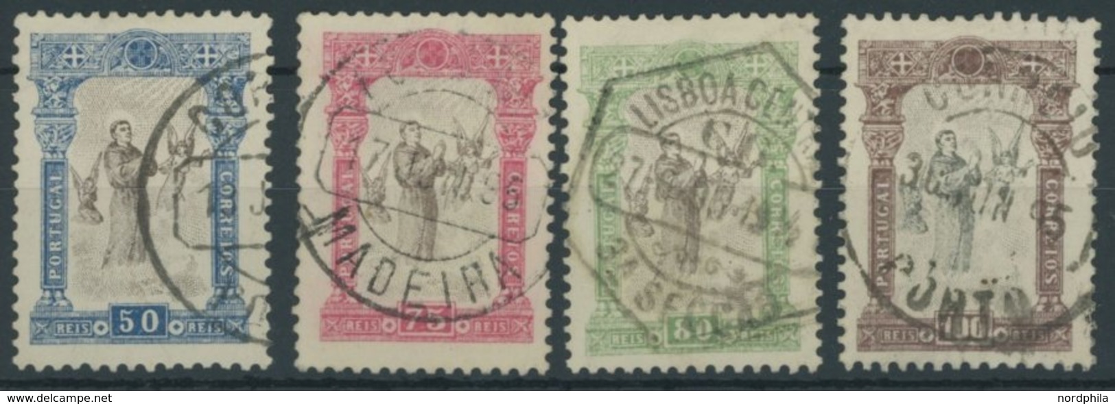 PORTUGAL 115-18 O, 1895, 50 - 100 R. Heiliger Antonius Von Padua, 4 Werte Meist Pracht, Mi. 160.- - Oblitérés