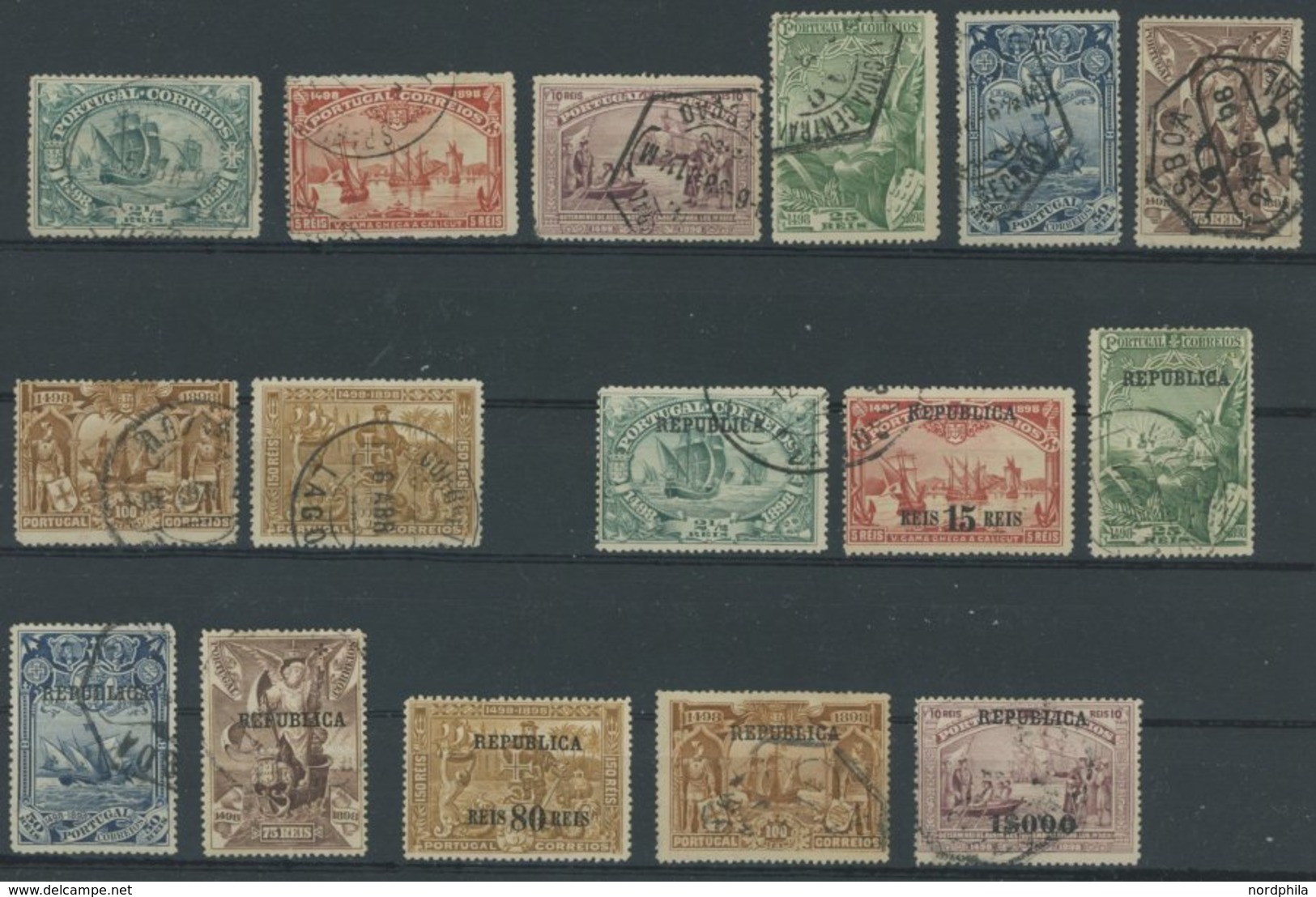 PORTUGAL 138-45,182-89 O, 1898/1911, Vasco Da Gama, Mit Und Ohne Aufdruck, Mi.Nr. 187 *, 2 Sätze Feinst/Pracht - Usado