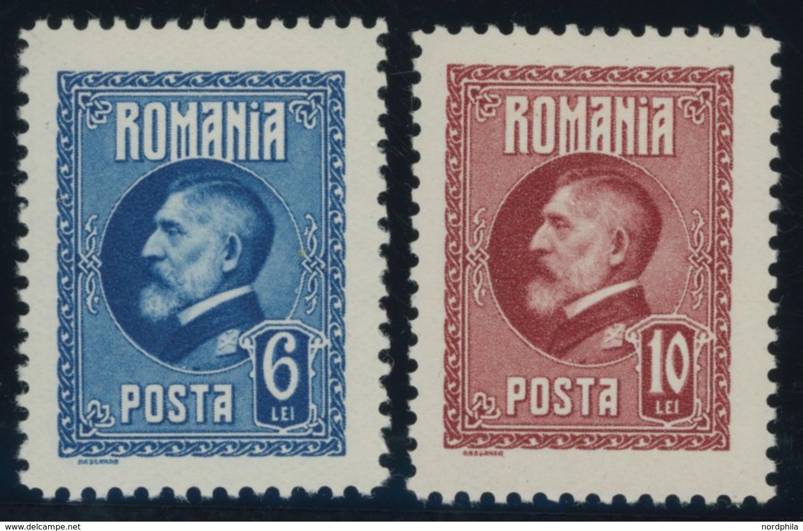 RUMÄNIEN 300,302F *, 1926, 6 L. Blau Und 10 L. Rot, Falzrest, 2 Prachtwerte - Other & Unclassified