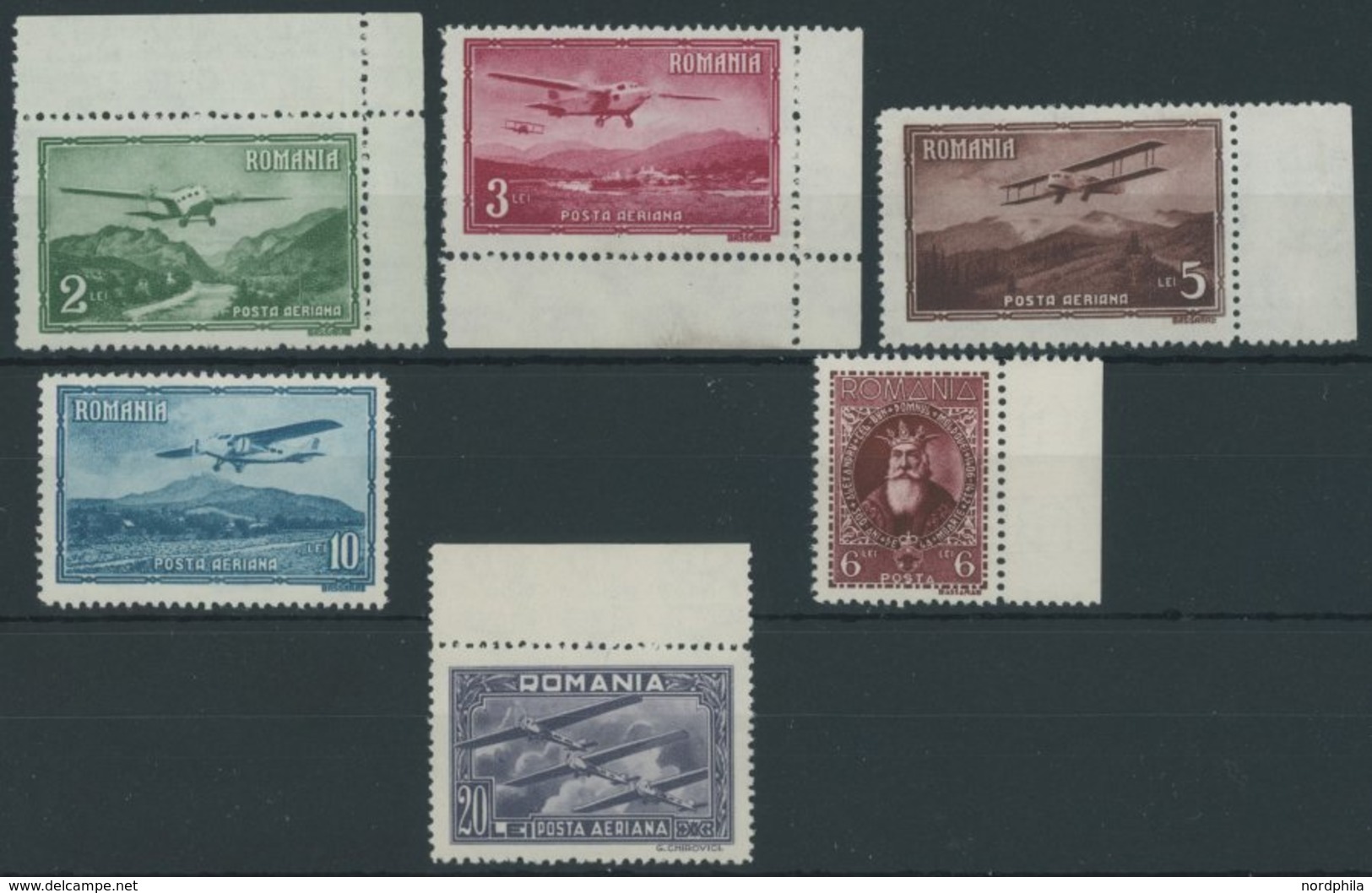 RUMÄNIEN 419-24 **, 1931/2, Flugzeuge Und Alexander I, Normale Zähnung, 6 Postfrische Prachtwerte, Mi. 72.- - Sonstige & Ohne Zuordnung