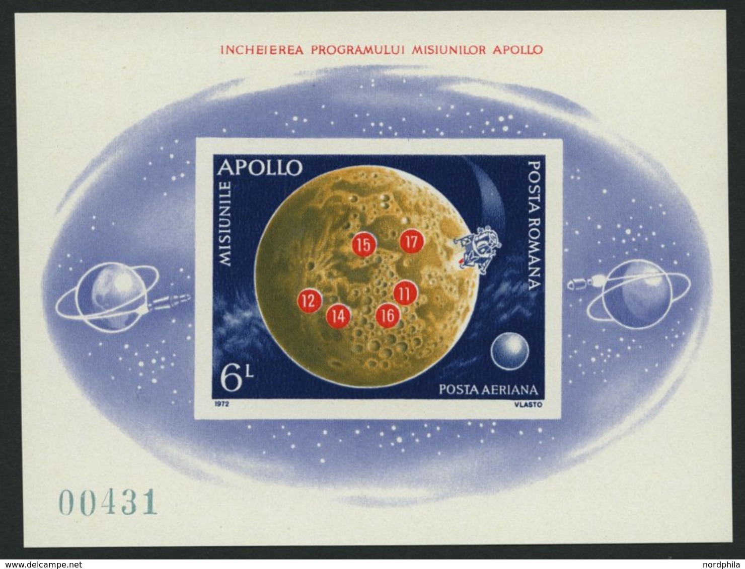 RUMÄNIEN Bl. 103 **, 1972, Block Apolloprogramm, Pracht, Mi. 110.- - Other & Unclassified