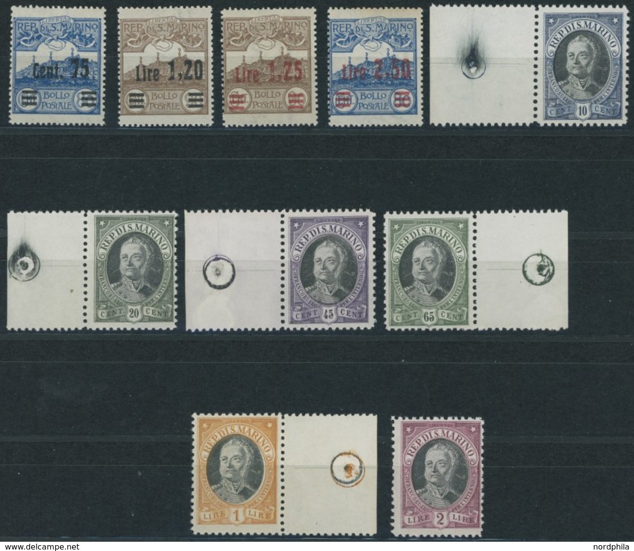 SAN MARINO 121-30 **, 1926, Monte Titano Und Onofri, 2 Postfrische Prachtsätze, Mi. 85.- - Autres & Non Classés