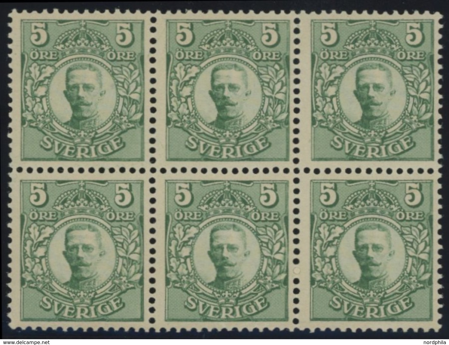 1911, 5 Ö Grün, Mit Wz., Im Postfrischen Sechserblock, Pracht -> Automatically Generated Translation: 1911, 5 Ö Green, W - Used Stamps