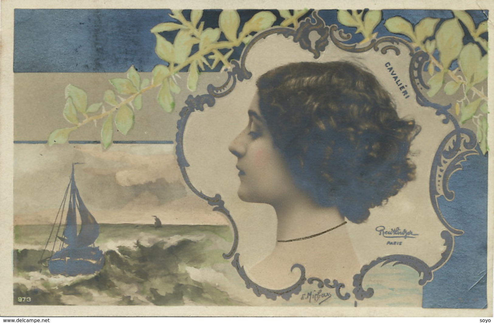 Tres Belle Et Sexy Opera Singer Profil Art Nouveau Lina Cavalieri Trs Petit Pli - Opéra