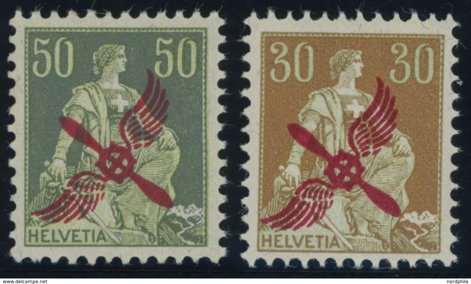 1919/20, 50 Und 30 C. Flugpost, Falzrest, 2 Prachtwerte -> Automatically Generated Translation: 1919 / 20, 50 And 30 C.  - Other & Unclassified