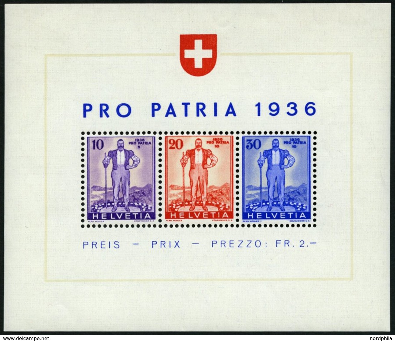 SCHWEIZ BUNDESPOST Bl. 2 **, 1936, Block Pro Patria, Pracht, Mi. 75,- - Autres & Non Classés