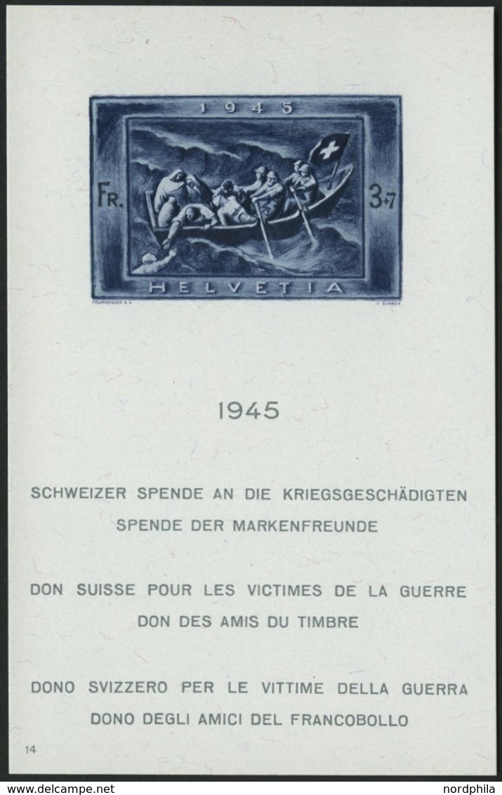 SCHWEIZ BUNDESPOST Bl. 11 **, 1945, Block Kriegsgeschädigte, Pracht, Mi. 220.- - Autres & Non Classés