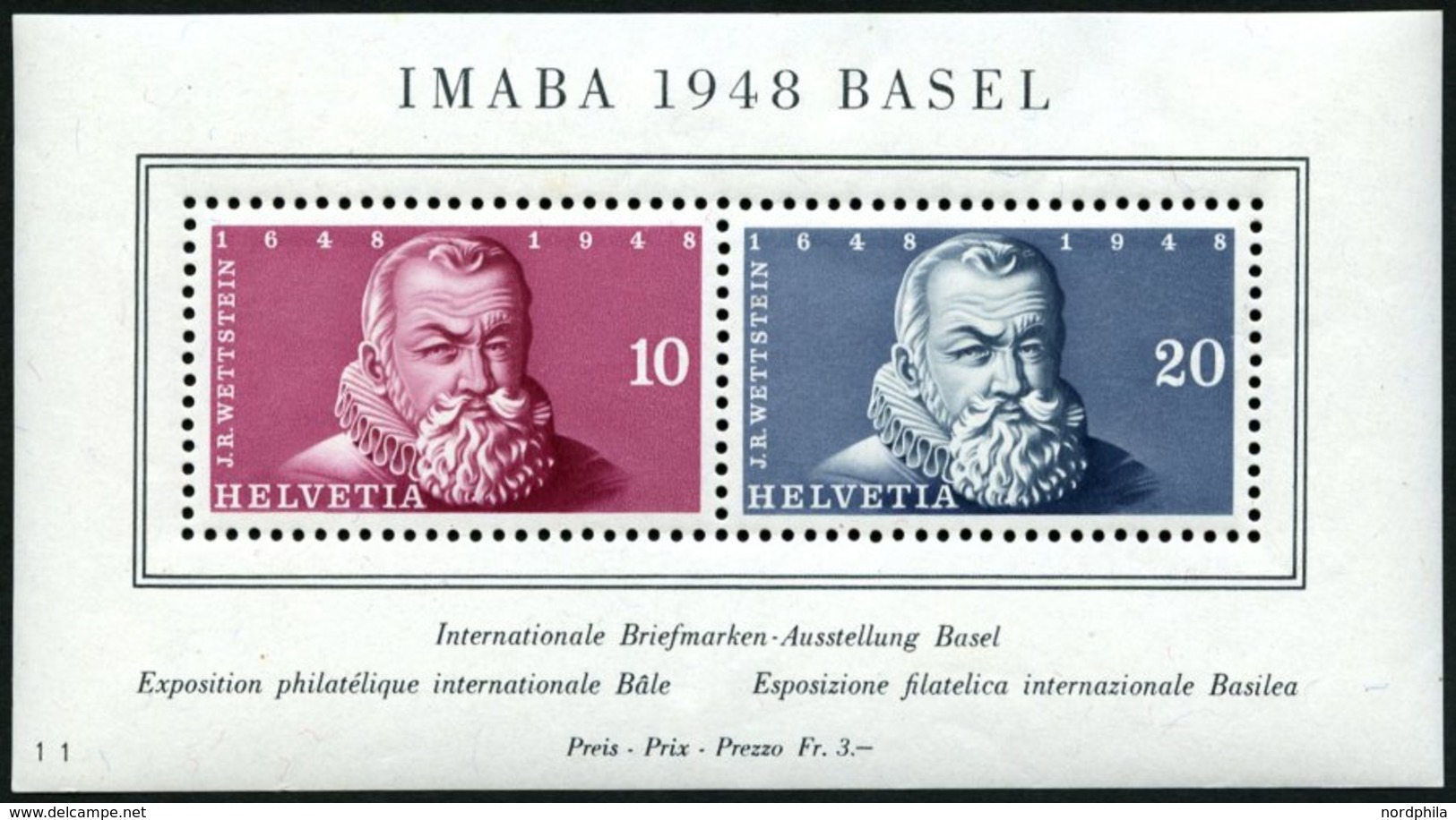 SCHWEIZ BUNDESPOST Bl. 13x **, 1948, Block IMABA Auf Dickem Papier Mit Weißem Gummi, Feinst, Mi. 110.- - Autres & Non Classés