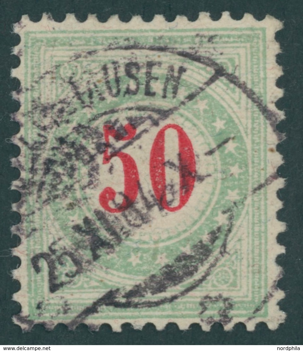 PORTOMARKEN P 20IIAXaK O, 1883, 50 C. Opalgrün/rot, Pracht, Mi. 70.- - Portomarken