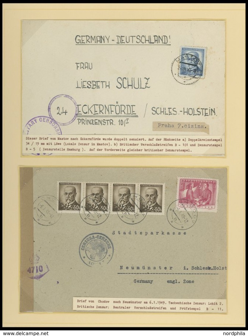 TSCHECHOSLOWAKEI Brief,o,*, **, 1940-48, interessante Sammlung mit 27 Bedarfsbelegen, dabei Feldpost, Zensurbelege, dazu