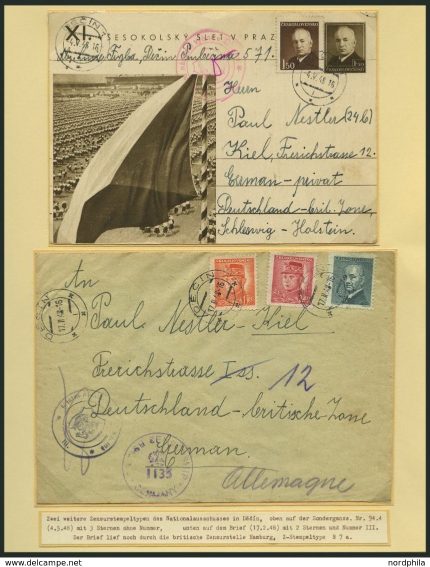 TSCHECHOSLOWAKEI Brief,o,*, **, 1940-48, interessante Sammlung mit 27 Bedarfsbelegen, dabei Feldpost, Zensurbelege, dazu