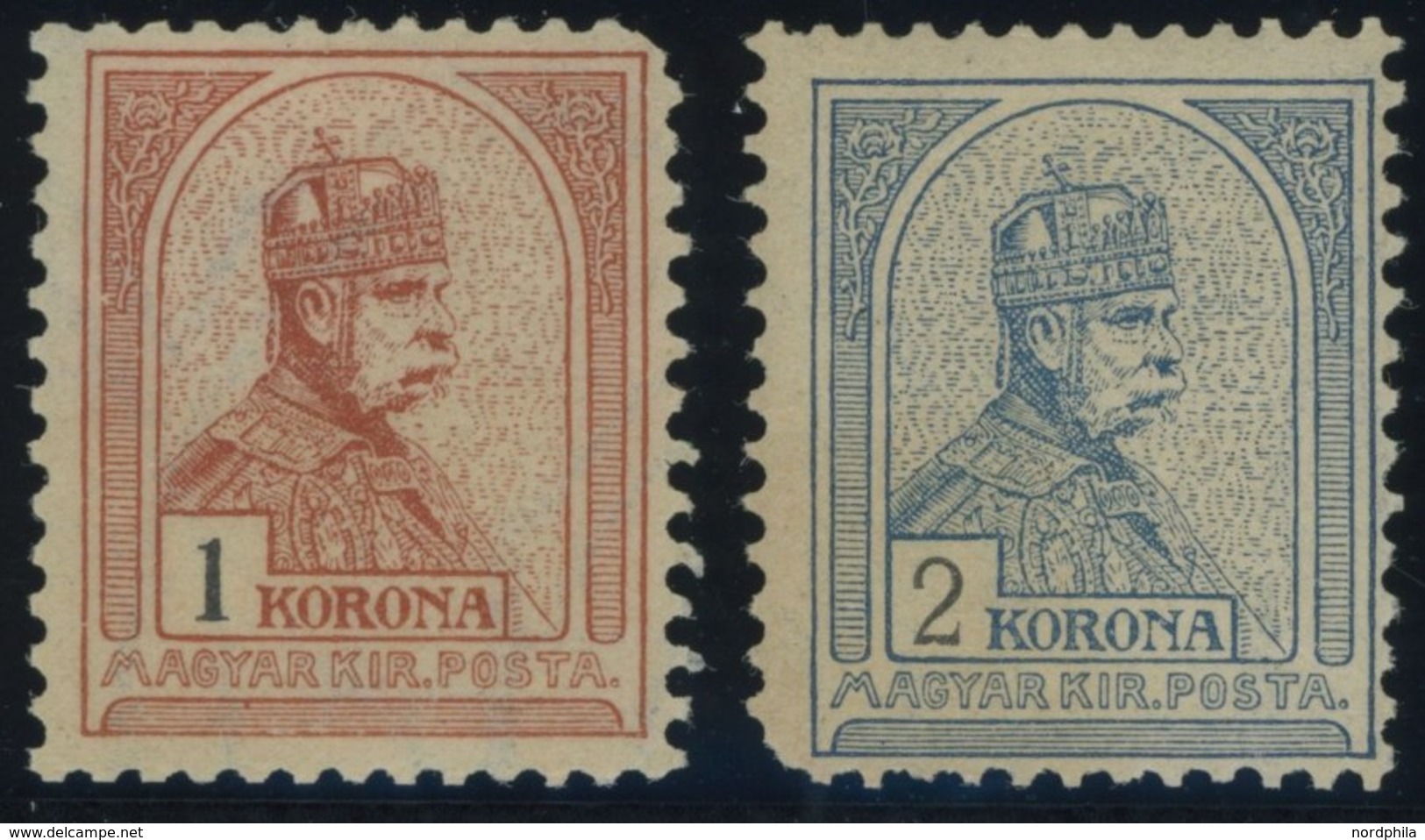 1900, 1 Und 2 Kr. König Franz Josef, Falzreste, Je Mit Eckzahnfehler, Mi. 620.- -> Automatically Generated Translation:  - Otros & Sin Clasificación