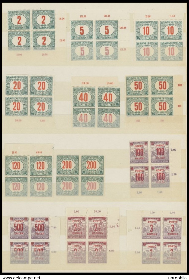 Portomarken: 1915-41, Postfrische Partie Verschiedener Ausgaben In Viererblocks, Prachterhaltung -> Automatically Genera - Sonstige & Ohne Zuordnung