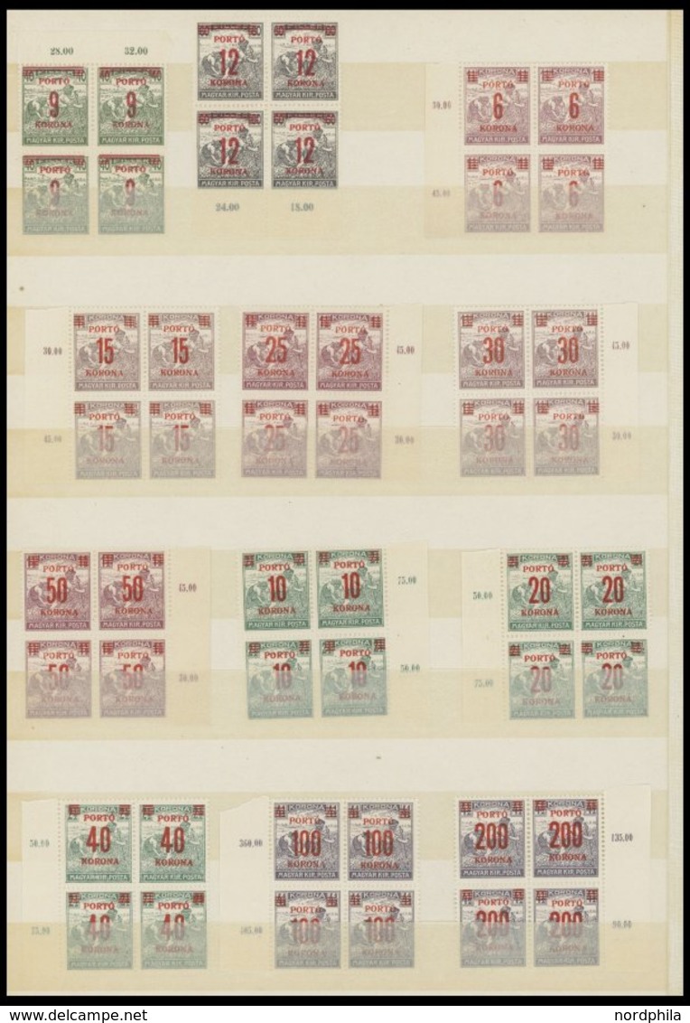 Portomarken: 1915-41, Postfrische Partie Verschiedener Ausgaben In Viererblocks, Prachterhaltung -> Automatically Genera - Other & Unclassified