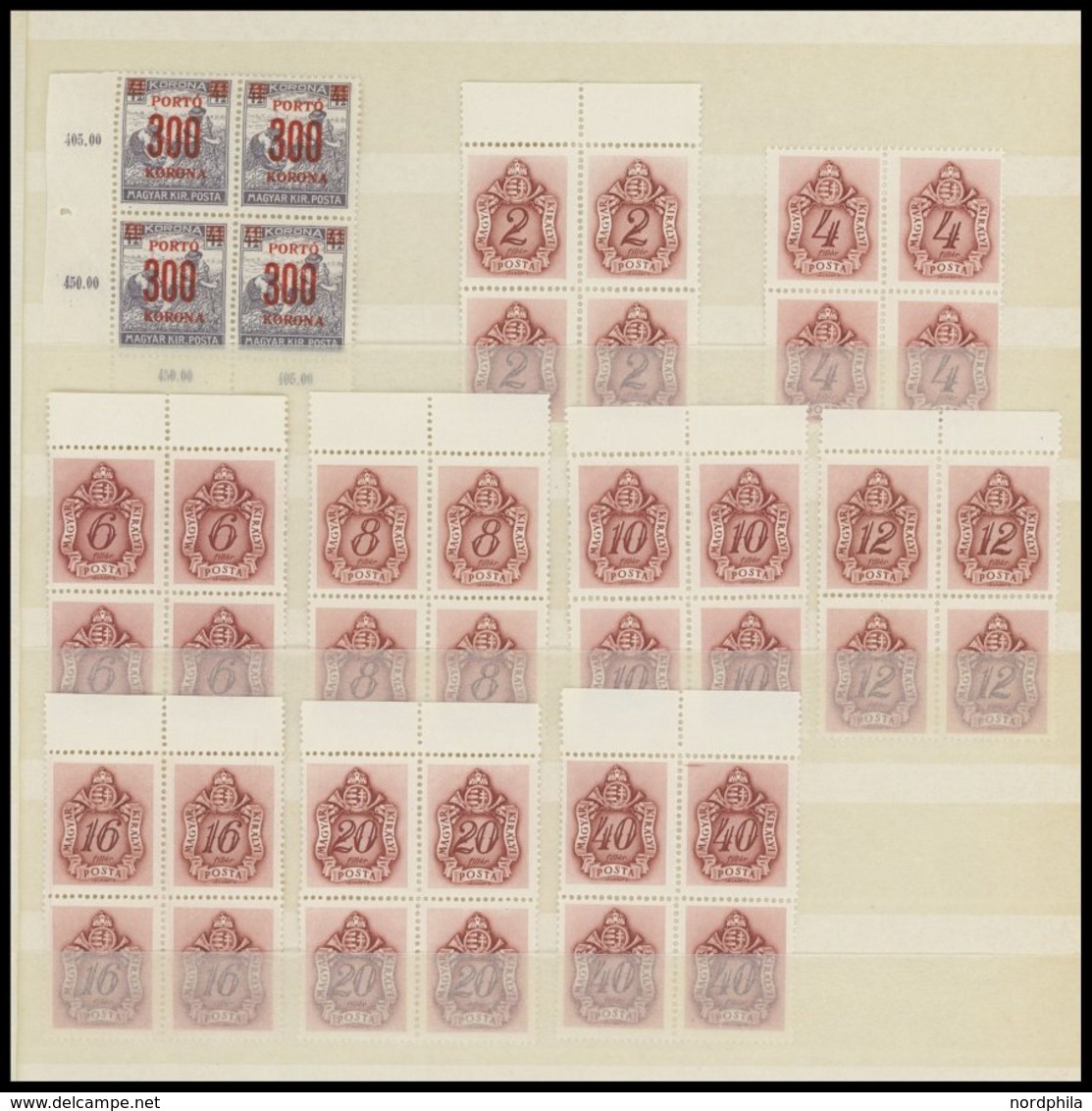 Portomarken: 1915-41, Postfrische Partie Verschiedener Ausgaben In Viererblocks, Prachterhaltung -> Automatically Genera - Sonstige & Ohne Zuordnung