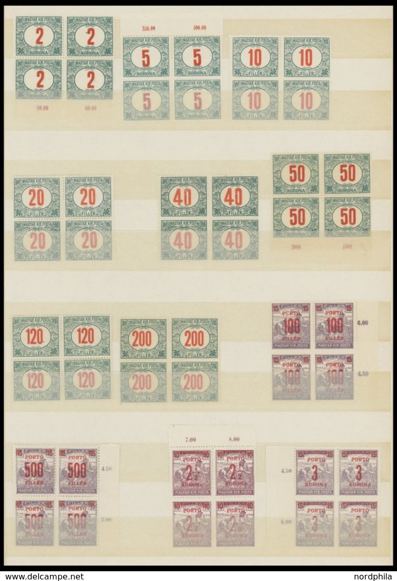 Portomarken: 1915-23, Postfrische Partie Verschiedener Ausgaben In Viererblocks, Prachterhaltung -> Automatically Genera - Sonstige & Ohne Zuordnung