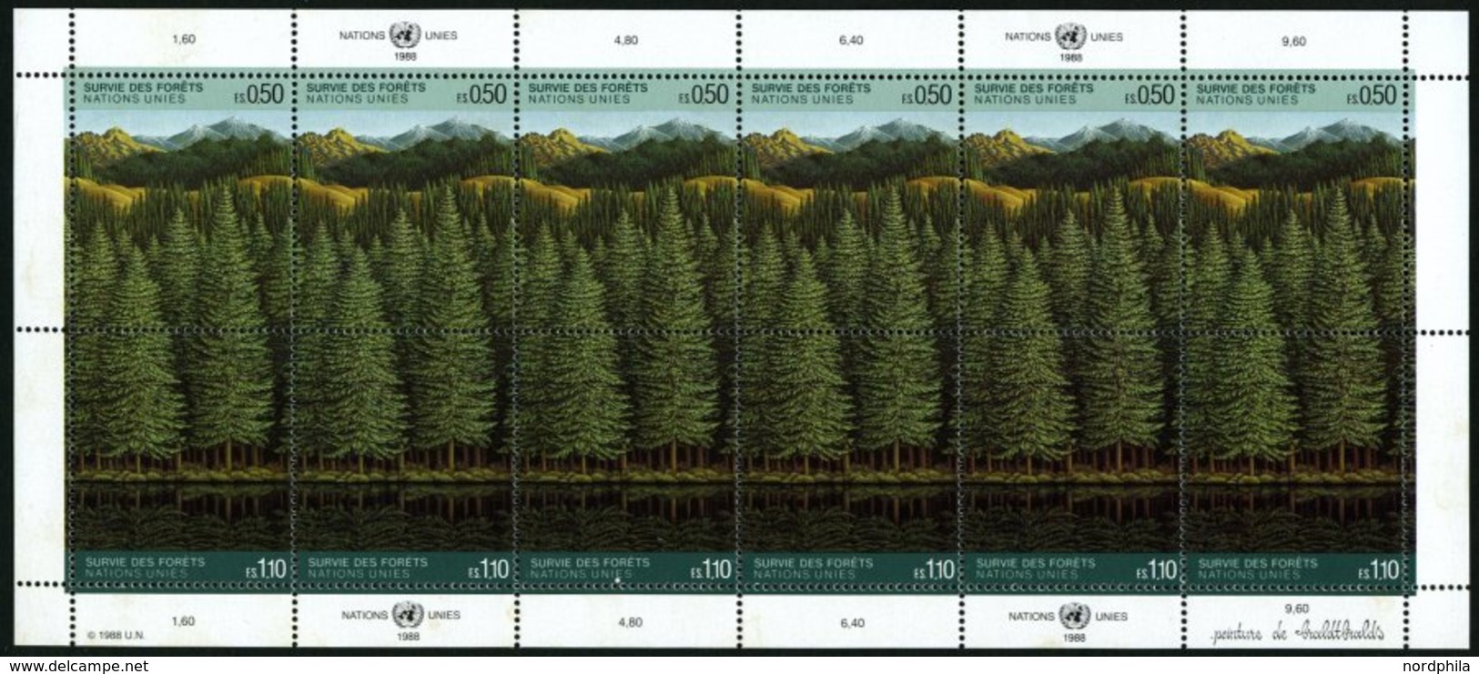 UNO - GENF 165/6KB **, 1988, Rettet Den Wald Im Zusammendruckbogen, Pracht, Mi. 60.- - Sonstige & Ohne Zuordnung