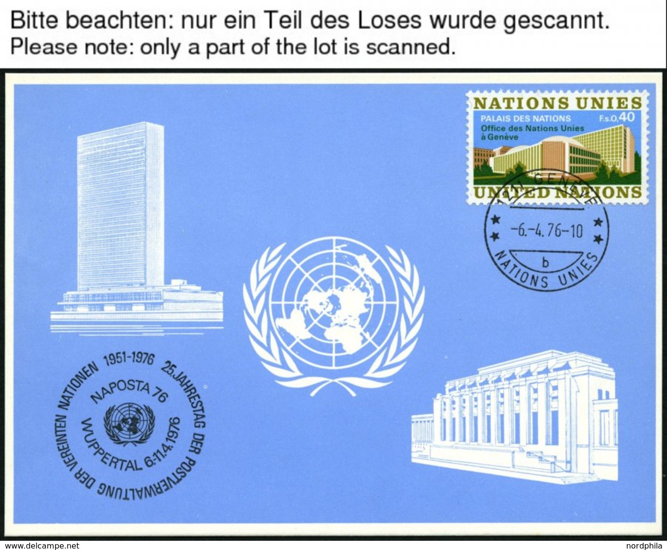 UNO - GENF-BLAUE KARTEN 1976-88, Ca. 96 Verschiedene Blaue Karten, Dabei 1979-85 Komplett, Pracht, Mi. 287.30 - Other & Unclassified