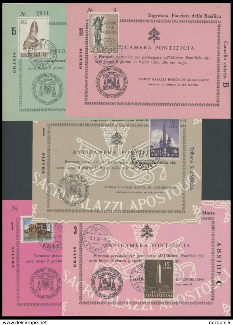 1962/64, 5 Verschiedene Eintrittskarten Zu Petersdom Und Eingängen, U.a. Haupteingang Zur Residenz Des Papstes Portone D - Other & Unclassified